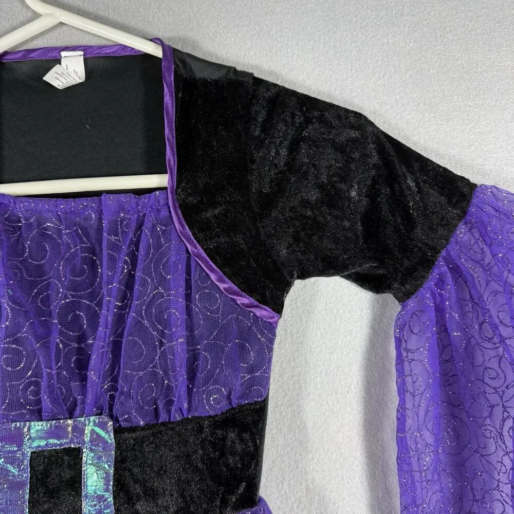 Costumes USA Child Witch Sorceress Costume Girls Size 4-6 Purple Black Dress